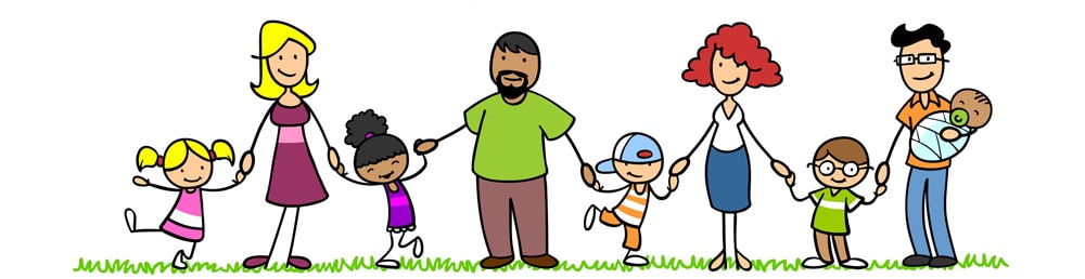 Patchworkfamilie im Sommer in der Natur